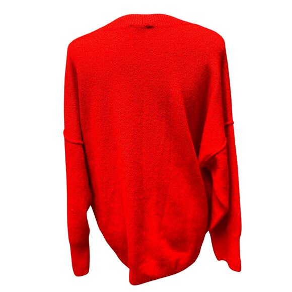 Vince Camuto Valentine Sweater Size L Red Crew Neck Long Sleeves Heart Stretch - Picture 2 of 4